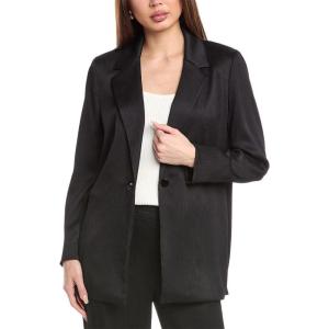Anne Klein Women’s Satin Crinkle Notch Collar One Bttn Jack(Anne Black)