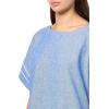 Anne Klein Women’s Dolman Sleeve Blouse W Trim(Santorini Blue/Brt Wht)