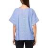 Anne Klein Women’s Dolman Sleeve Blouse W Trim(Santorini Blue/Brt Wht)