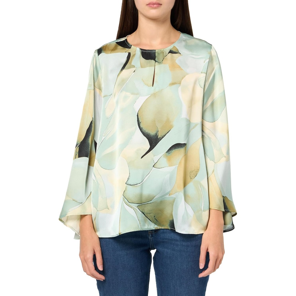 image:imageAnne Klein Womens Keyhole Frt Blouse W Long SleevesSoft Aloe Multi