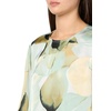 Anne Klein Women’s Keyhole Frt Blouse W Long Sleeves(Soft Aloe Multi)