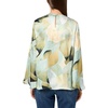 Anne Klein Women’s Keyhole Frt Blouse W Long Sleeves(Soft Aloe Multi)