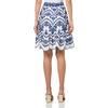 Anne Klein Women’s Pull on Ruffle Eyelet Skirt (Lined)(Brght Wht/Santorini Bl)
