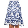 Anne Klein Women’s Pull on Ruffle Eyelet Skirt (Lined)(Brght Wht/Santorini Bl)
