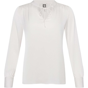 Anne Klein Women’s Tie Neck Ls Blouse W Stand Collar(White Dove)