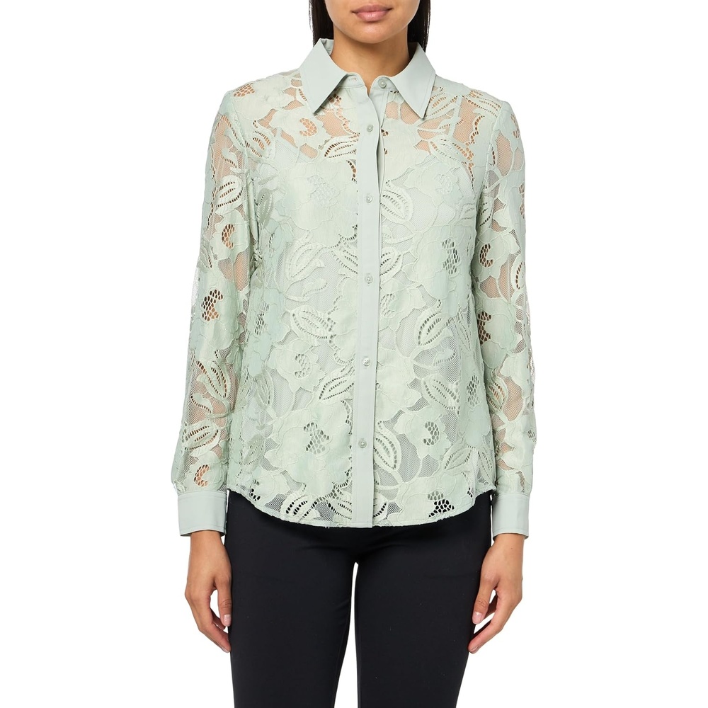 image:imageAnne Klein Womens Blssm Lace W CDC Ls Button Down W CamiSoft Aloe