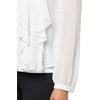 Anne Klein Women’s Bttn Frt Cascade Ruffle Long Sleeve Blou(Bright White)