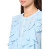 Anne Klein Women’s Bttn Frt Cascade Ruffle Long Sleeve Blou(Opal Blue)