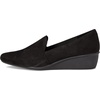 Anne Klein Women’s Wedge Pump Wendell, Closed Toe Comfortable Slip-On Business Casual Office Heel(Black Sued)