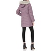 Anne Klein Women’s Chevron Quilt Coat With Waist Detail With Faux Fur Hood(Flint)