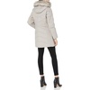 Anne Klein Women’s Chevron Quilt Coat With Waist Detail With Faux Fur Hood(Pearl Grey)