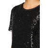Anne Klein Women’s Sequin Mesh W Triple Mesh Ss Banded Tee(Anne Black)