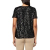 Anne Klein Women’s Sequin Mesh W Triple Mesh Ss Banded Tee(Anne Black)