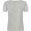 Anne Klein Women’s Sequin Mesh W Triple Mesh Ss Banded Tee(Soft Aloe)