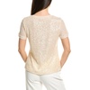 Anne Klein Women’s Sequin Mesh W Triple Mesh Ss Banded Tee(Soft Latte)