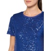 Anne Klein Women’s Sequin Mesh W Triple Mesh Ss Banded Tee(Vibrant Cobalt)