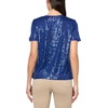 Anne Klein Women’s Sequin Mesh W Triple Mesh Ss Banded Tee(Vibrant Cobalt)
