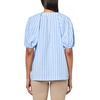 Anne Klein Women’s Vneck Blouse W Raglan Puff Sleeves(Surf Blue/Bright White)