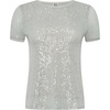Anne Klein Women’s Sequin Mesh W Triple Mesh Ss Banded Tee(Soft Aloe)