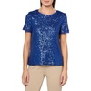Anne Klein Women’s Sequin Mesh W Triple Mesh Ss Banded Tee(Vibrant Cobalt)