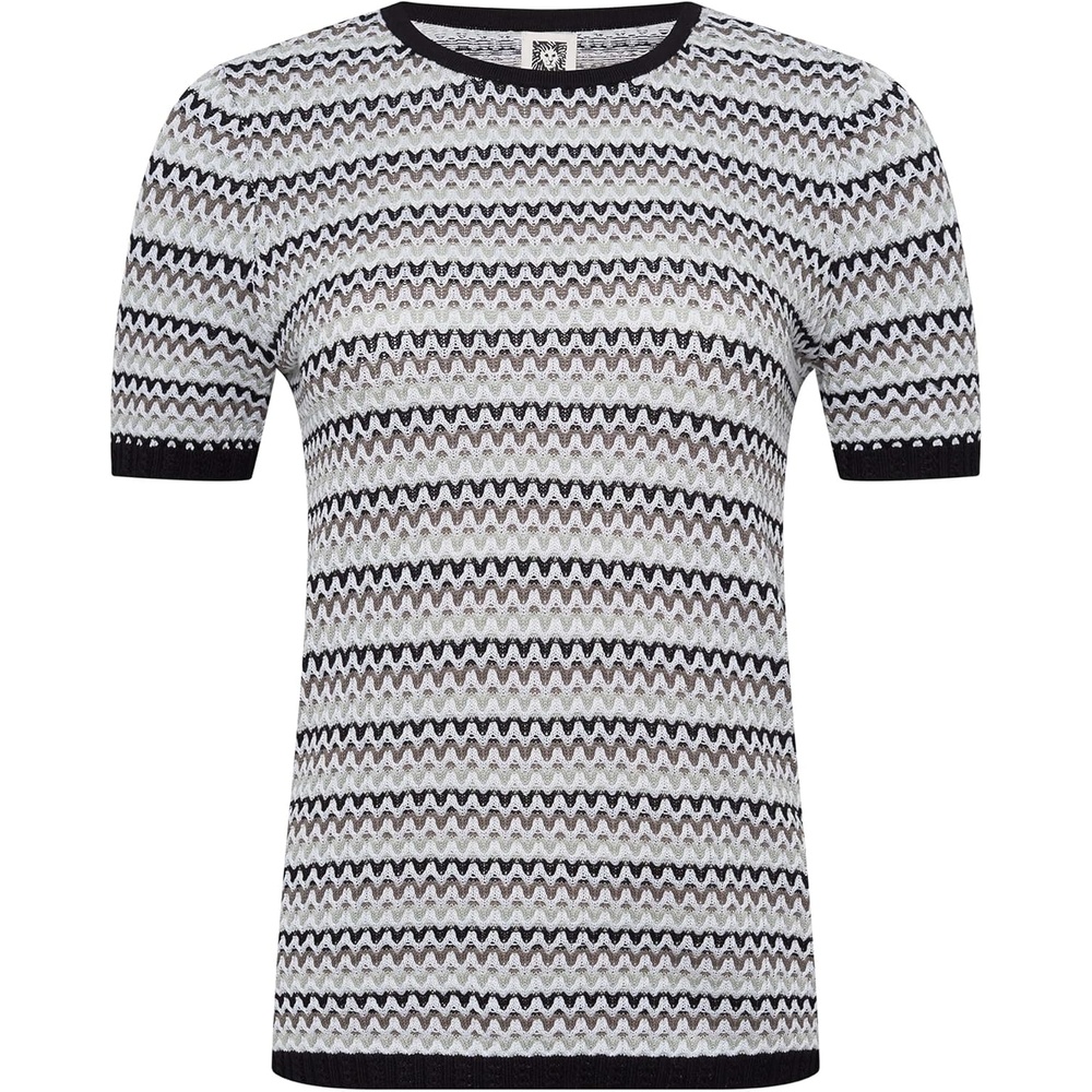 image:imageAnne Klein Womens Stitch Cap Sleeve Crew NeckEucalyptus Multi