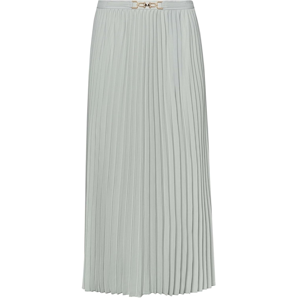 image:imageAnne Klein Womens Pull on Flat Frt Belt Pleated Skirt LinSoft Aloe
