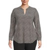 Anne Klein Women’s Printed Ity Split Neck Tunic(Black)
