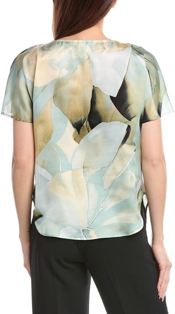 image:imageAnne Klein Womens Ss Blouse W Bateau NecklineSoft Aloe Multi