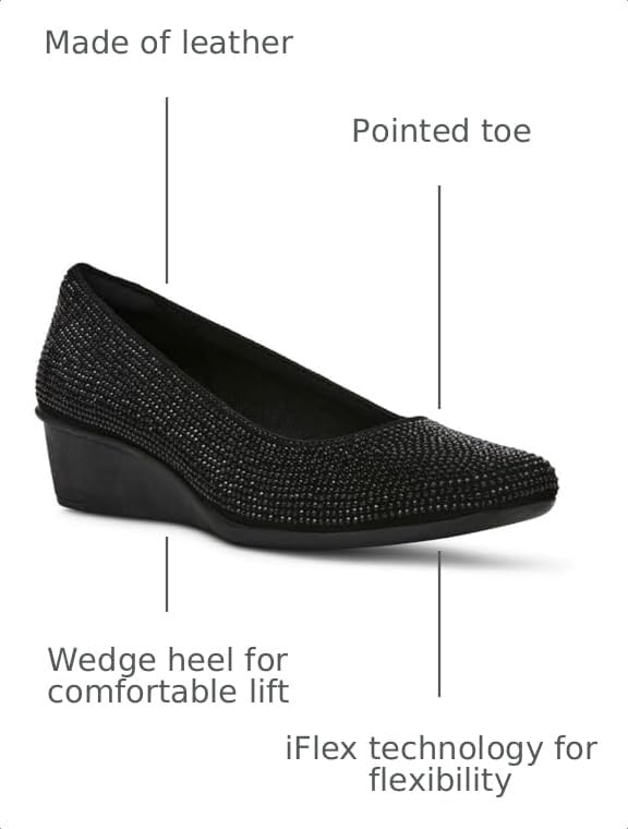 image:imageAnne Klein Womens Womens Wisher Closed Toe Comfortable Slipon Business Casual PumpBlack Crystal