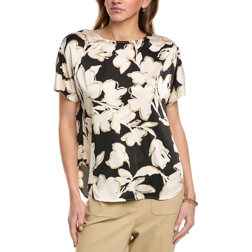 image:imageAnne Klein Womens Ss Blouse W Bateau NecklineAnne Black Multi