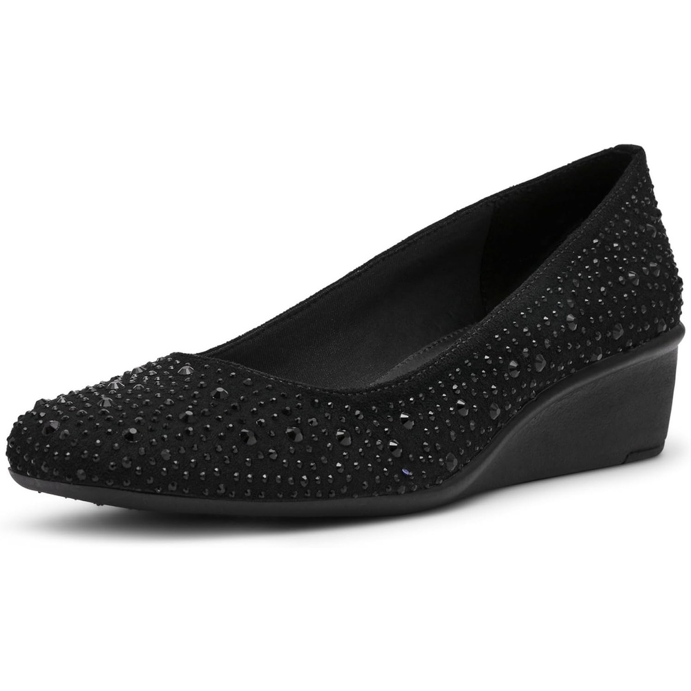 image:imageAnne Klein Womens Womens Wisher Closed Toe Comfortable Slipon Business Casual PumpBlack Crystal