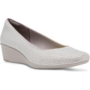 Anne Klein Womens Women’s Wisher Closed Toe Comfortable Slip-on Business Casual Pump(Grey/Silver)
