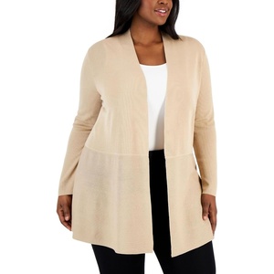 Anne Klein Womens Long Cardigan W/Waist Seam-Anne Black(Latte)