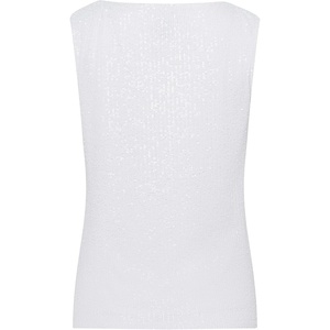 Anne Klein Women’s Sequin Sl Asym Top W Bow DTL Strap(Bright White)